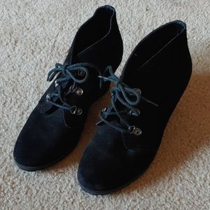 Black Wedge Heel Booties